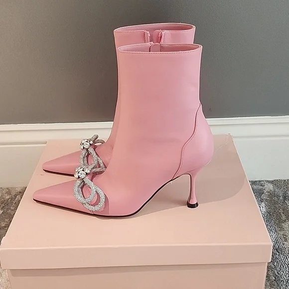 MACH & MACH Crystal Embellished Double Bow Bootie size 38 - Picture 3 of 7